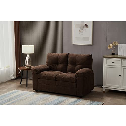 Kingway Furniture Plaencia Linen Living Room Loveseat in Brown