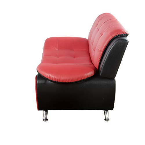 Lifestyle Furniture 3 Pieces Modern Sofa Set with Sofa and Loveseat and Chair, Black + Red, Faux Leather