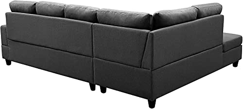 STARTOGOO Modern Micro Suede Fabric Sectional Grey, L-Shaped Corner with Left Chaise Lounge, Storage Ottoman and 2 Pillows Sofa Home Living Room Furniture Set, Gray