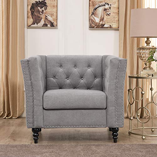 Kingway 3 Pcs Living Room Fabric Couch 1 Seat Sofas, Gray
