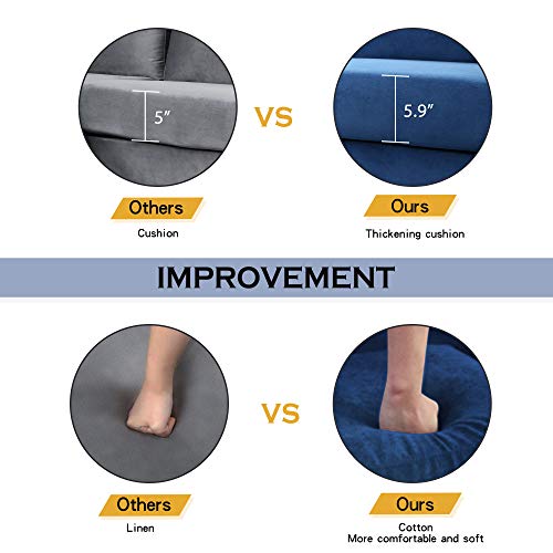 GAOPAN Modern Upholstered Velvet U-Shape Sectional Sofa with Two Pillows and Double Wide Chaise Lounge Couch for Living Room Furniture Set & Apartment, Blue