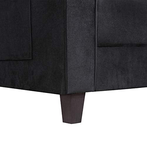 Morden Velvet Sectional Sofa, 3 Piece Living Room Furniture Set with Tufted Cushions, Upholstered Three Seaters Couch, Loveseat Sofa Single Sofa for Office Apartment Bedroom, Tool-Free Assembly, Black
