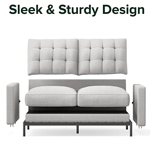 ZINUS Thompson Loveseat / Tufted Cushions / Green Tea Infused Foam Cushions / Tool-Free, Easy Assembly, Light Grey