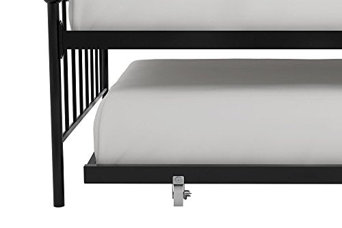Novogratz Bright Pop Twin Metal Daybed and Trundle, Stylish & Multifunctional, Built-in Casters, Black