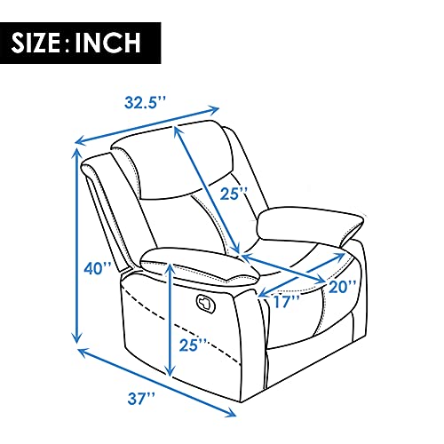 Harper & Bright Designs Recliner Chair Recliner Sofa Manual Reclining Sofa Seat Leather Recliner Sofa Set for Living Room