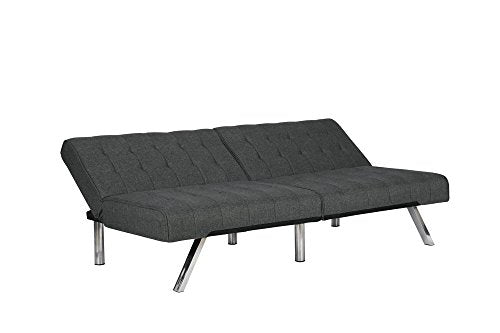 DHP Emily Futon With Chrome Legs, Grey Linen