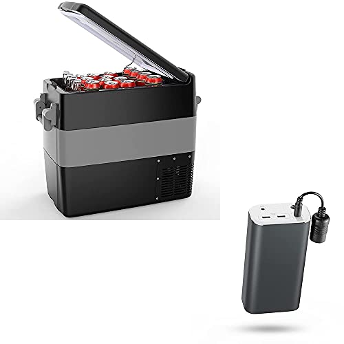 BougeRV Bundle Items: 53 Quart Portable Freezer 12v Car Refrigerator and Portable Power Station 216Wh Backup Power Bank 6000mAh