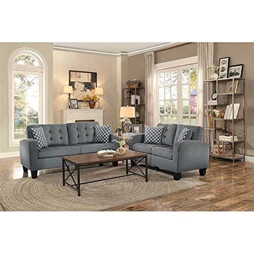 Pemberly Row Upholstered Sofa with 2 Pillows in Gray