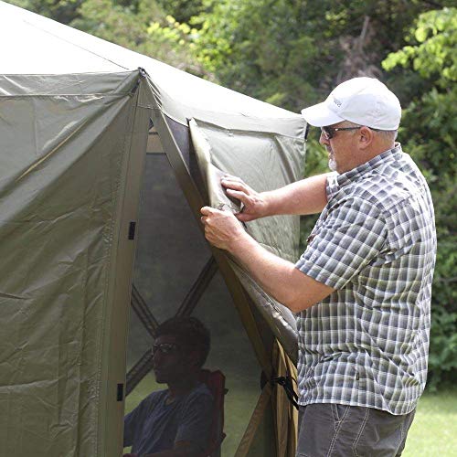 Clam Quick-Set Escape 12 x 12 Foot Portable Pop-Up Camping Outdoor Gazebo Screen Tent Canopy Shelter and Carry Bag with 6 Wind and Sun Panels, Green