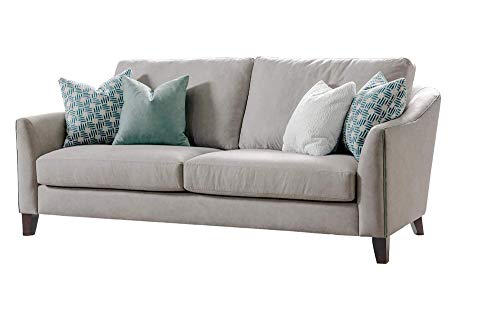 Acanva Leather Upholstered Modern Living Room Sofa with Curved Arms, Solid Wood Legs, 84