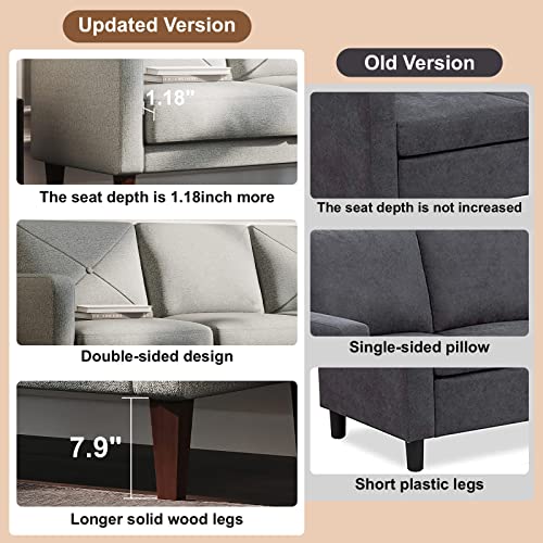 Belffin Convertible Sectional Sofa Couch with Chaise L Shaped Sofa Couch Reversible Sofa Couch Grey