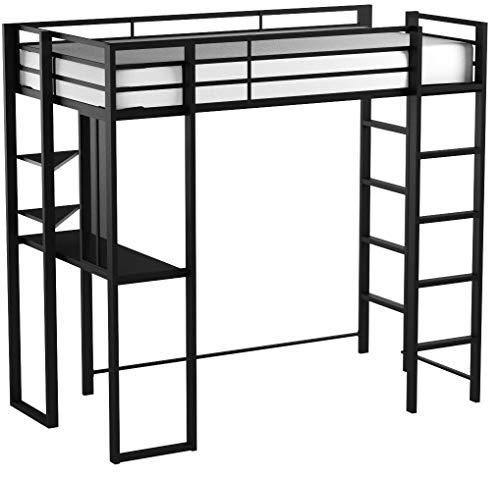 DHP Abode Metal Frame With Desk And Ladder, Full, Black 1 Loft Bed, Twin