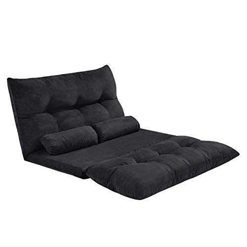 Adjustable Floor Sofa and Couch Cushion Padded Gaming Sofa 5-Position Strong Back Support, Functional Reading Gaming and Meditating Couch Floor (Black)