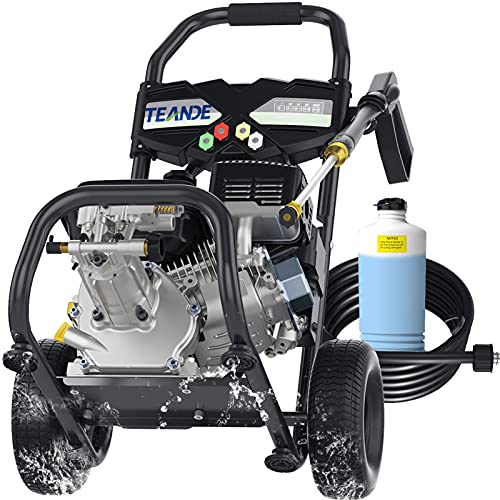 TEANDE 4020PSI Gas Pressure Washer 2.8GPM Power Washer Powered by 212CC, Outdoor Power Equipment with Soap Bottle, High Pressure Hose, 5 Nozzles