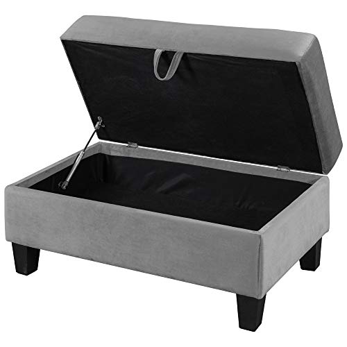 UNIROI Microfiber Upholstery Sectional, L-Shaped Couch with Storage Ottoman for Living Room Furniture Large Sofas, Grey