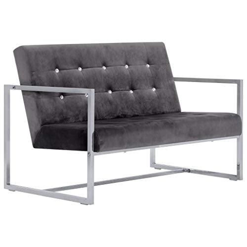 iFCOW 2 Seater Sofa with Armrests Dark Gray Chrome and Velvet 44.9 inch x 30.7 inch x 31.9 inch Futon with Modern Metal Frame Sectional Sofa Living Room