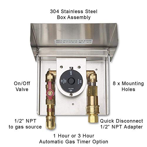 Fire Magic Grills Gas Connection Box with Quick Disconnect & 1 Hour Timer