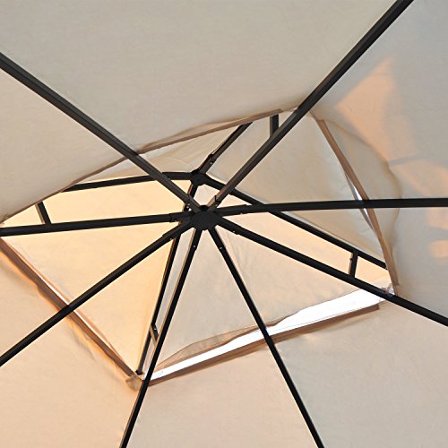 Outsunny 10' x 10' Steel Outdoor Patio Gazebo Canopy with Removable Mesh Curtains, Display Shelves, & Steel Frame, Beige