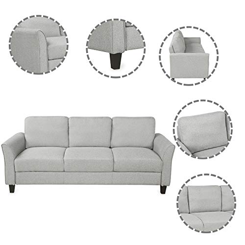 Harper & Bright Designs Living Room Furniture Set Loveseat Sofa and 3-Seat Sofa Couches Linen Fabric Upholstered Sofa Set, Light Gray