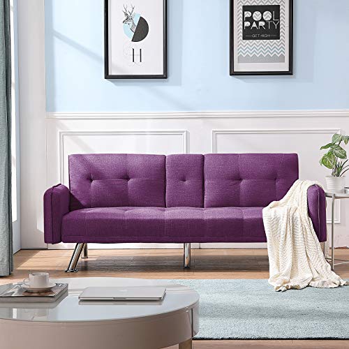 Tatub Futon Sofa Bed Sofabed, Twin, Dark Purple