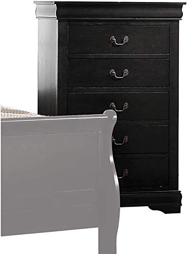 5 Drawers Chest, Harper&Bright Designs Solid Wood Storage Chest with Luxurious Handles for Bedroom, Hallway, Entryway, Closet, Nurseries. (Black)