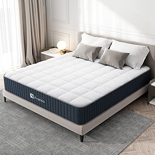 Queen Mattress,Avenco Queen Size Mattress,10 Inch Hybrid Queen Mattress in a Box,Innerspring and Comfortable Foam,Back Pain Relief, CertiPUR-US, 10 Years Support