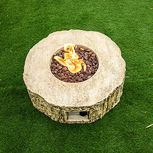 ASYA 28 Inch Outdoor Propane Fire Pit, 30,000 BTU Round Gas Fire Pit for Patio, Garden, Backyard, Free Lava Rocks and PVC Rain Cover Included