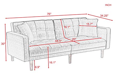 Knocbel Upholstered Fabric Convertible Futon Sleeper Sofa Bed with Armrest & 2 Pillows, Loveseat Sofa, Twin Sleeper Bed, 600 Lbs Weight Capacity (Light Grey)