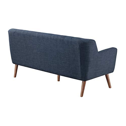 OSP Home Furnishings Mill Lane Mid-Century Modern Sofa, Navy Blue Fabric