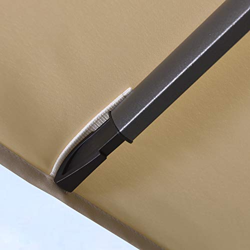 PURPLE LEAF 10 FT Square Patio Umbrella Large Outdoor Aluminum Umbrella Offset Umbrella with 360-degree Rotation Cantilever Umbrella for Garden Deck Backyard Pool, Beige