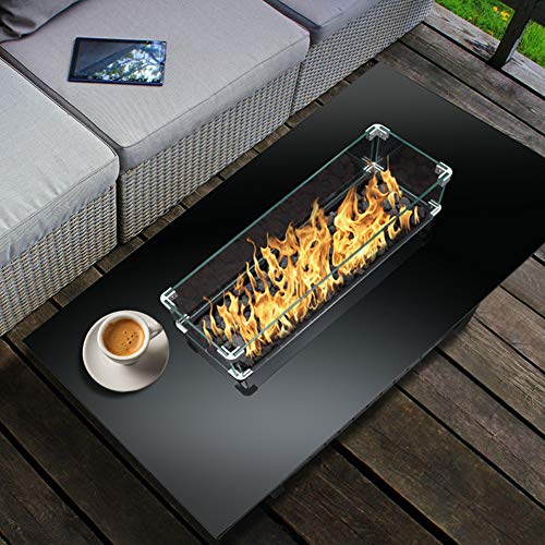 Propane Fire Pit Table，60,000 BTU Square Gas Firepits ETL Certification Rattan & Wicker-Look Surface Steel Square Fire Table with Adjustable Flame Apply to Garden/Patio/Courtyard (44inch)