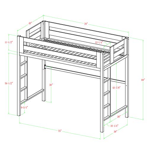 New Premium Deluxe Twin Metal Loft Bed in White Color