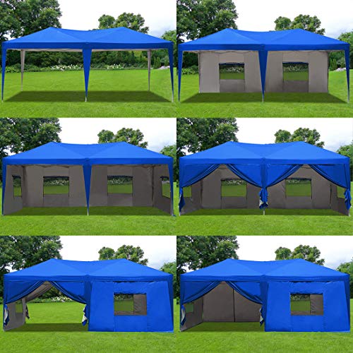 Quictent Privacy 10x20 ft Ez Pop up Canopy Tent Enclosed Instant Shelter Party Tent Event Gazebo with Sidewalls Waterproof (Royal Blue)