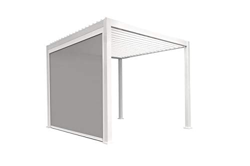SORARA Mirador Adjustable Sun Shade Privacy Screen Panel with 3 Sided Aluminum Track for Outdoor, Patio, Awning, Pergola or Gazebo 10'x13' in White