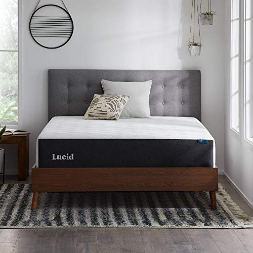 Lucid 12 Inch Gel Memory Foam Mattress – Medium Feel – Supportive - Hypoallergenic Bamboo Charcoal – Breathable Cover