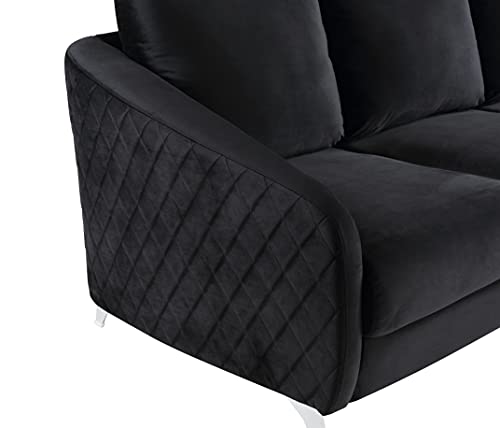 Lilola Home Sofia Velvet Modern Chic Loveseat Couch (Black)
