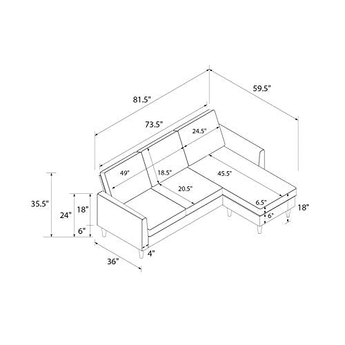 Mr. Kate Winston Reversible Sofa Sectional, Dark Gray Velvet