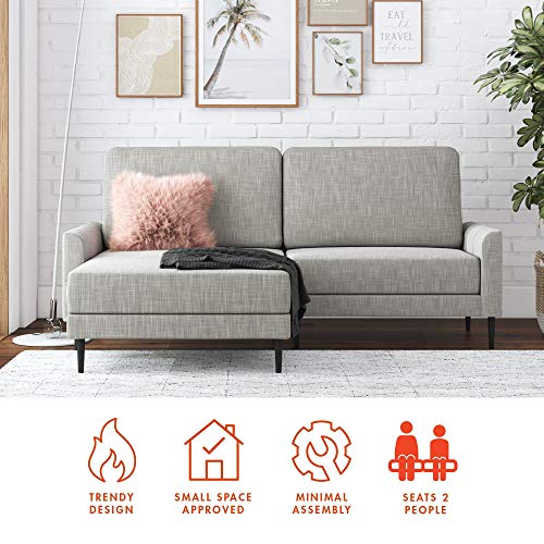 CosmoLiving by Cosmopolitan Francis Upholstered Sofa Sectional, Light Gray