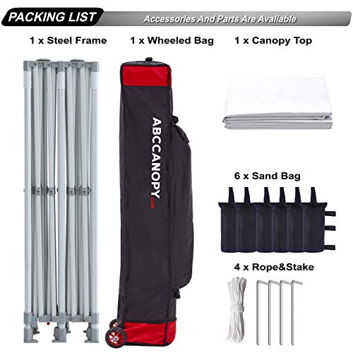 ABCCANOPY Premium Canopy 10x20 Pop Up Commercial Canopy Tent with Side Walls Instant Shade, Bonus Upgrade Roller Bag, 6 Weight Bags, Stakes and Ropes, White