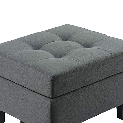 Sectional Sofa with Ottoman, Modern Soft Convertible Sofa Couch, Living Room Furniture Sofa Sets (Grey)