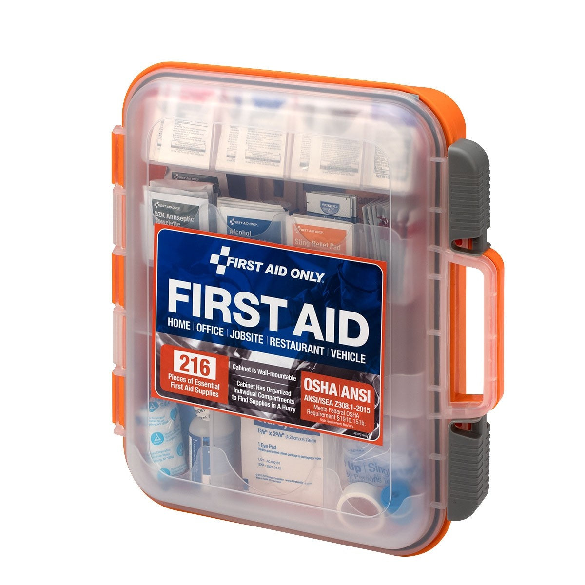 First Aid Only 50 Person ANSI A+ 216 Piece First Aid Kit, Plastic (4 per order)