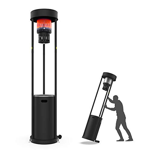 Terra Hiker 55,000 BTUs Outdoor Patio Heater, Commercial Gas Heater, Standing Garden Heater with Wheels for Restaurant, Bar, BBQ, 15-Minute Assembly (Dark Black)