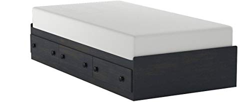 South Shore Summer Breeze Mates Bed with 3 Drawers White Wash, Coastal,Blueberry,Twin Bed