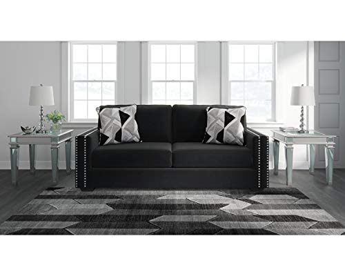Signature Design by Ashley Gleston Glam Upholstered Sofa with Nailhead Trim, Black