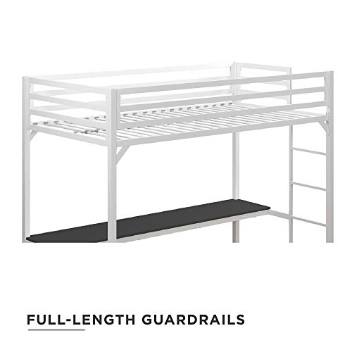 DHP Miles Metal Twin Loft Bed with Desk, White