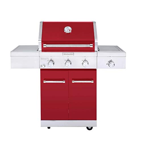 KitchenAid 720-0953D Propane Gas Grill, Red + Stainless Steel