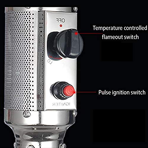 CreazyBee Outdoor 48000 Btu Propane Patio Heater with Wheels and Table Large Propane Outdoor Heater Stainless Steel Quiet and Fast Heating Waterproof Patio Heater, Overheat Protection (Brown)