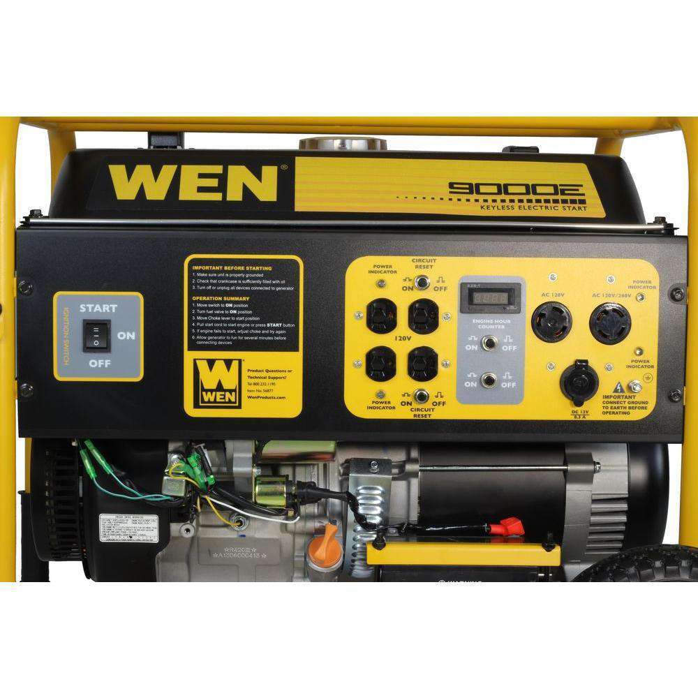 WEN 56877 9000W/7000W Gas Generator with Electric Start and Wheel Kit New