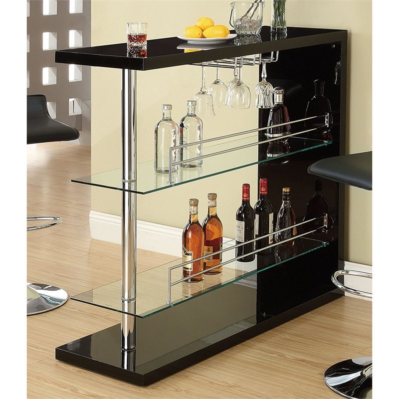 2 Shelf Pub Table with Wine Storage