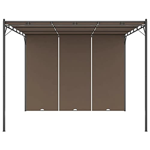 vidaXL Garden Gazebo with Side Curtain 13.1'x9.8'x7.4' Taupe